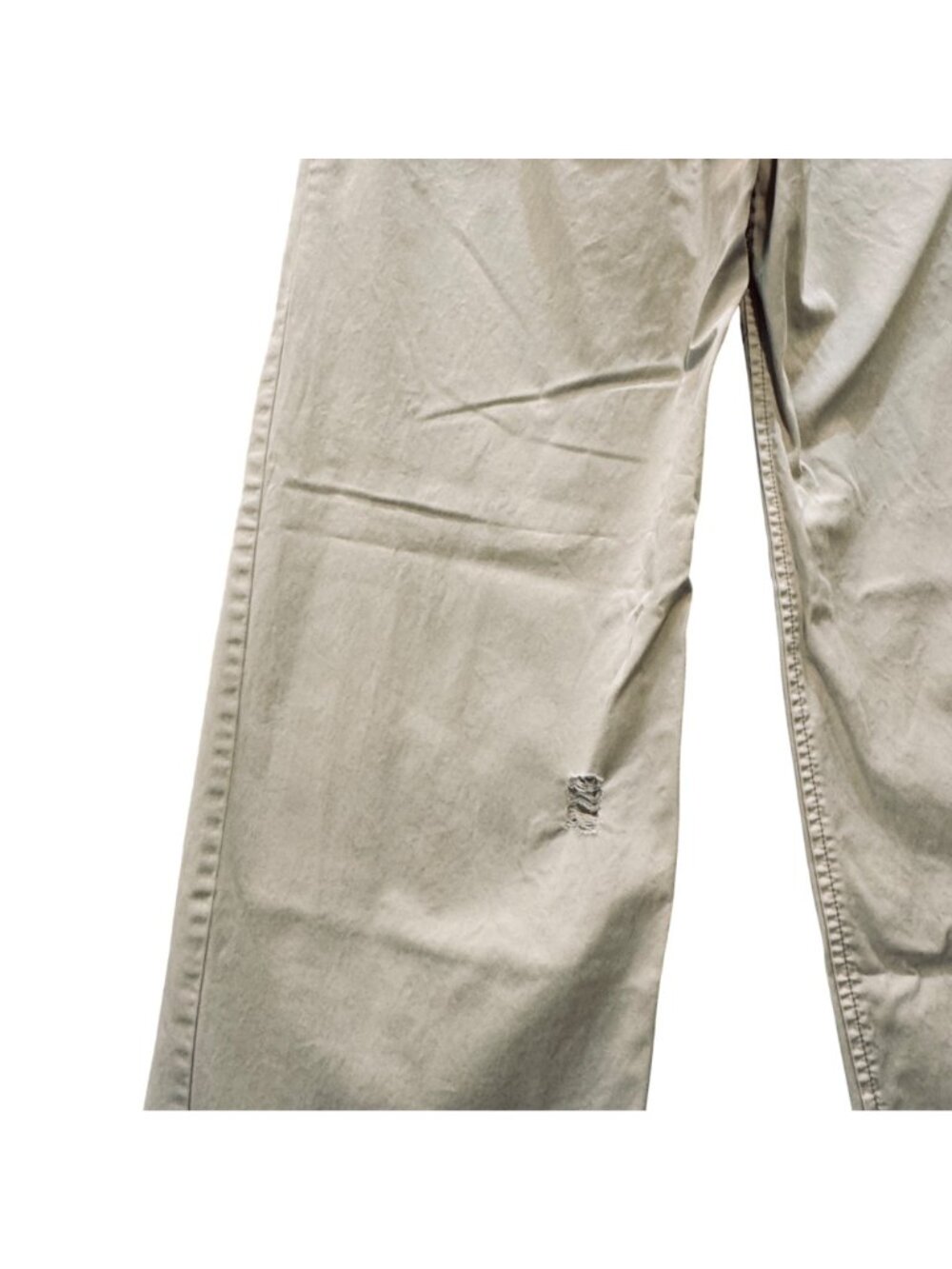 Ralph Lauren Wide Leg Pants Women's 4 Distressed Light Khaki Cotton Low Rise Y2K - Picture 7 of 10
